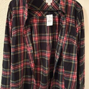 J. Crew Red and Black Tartan Plaid Flannel Shirt Large